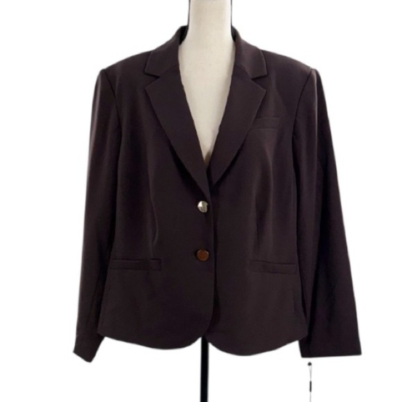 Calvin Klein Woman Plus 20W Brown “Otter” Stretch Blazer Jacket - Picture 1 of 12